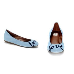 ELLEN DEGENERES Womens Langston Ballet Flat Size 7.5 Blue Love Office Workwear